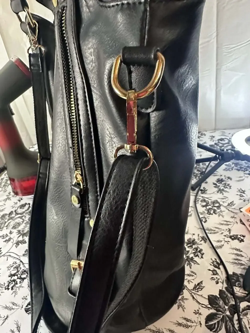 Unbranded Women's Black Faux Leather Multi-Zip Satchel Tote Handbag